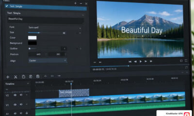 Text Simple filter interface and keyframe timeline in Shotcut